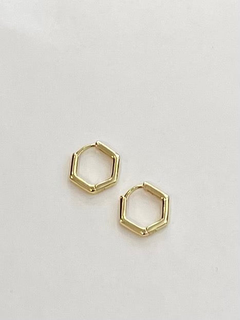 Hexagon huggie hoop earrings
