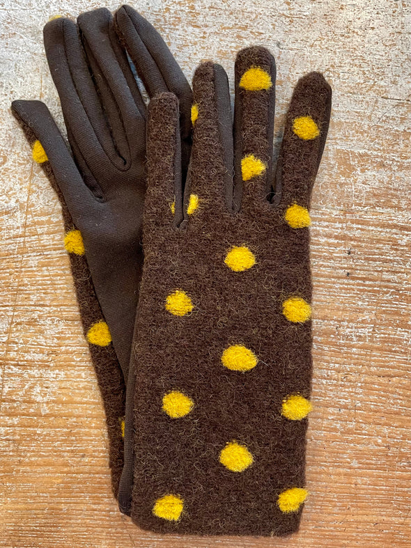 Spanish made boiled wool polka dot gloves