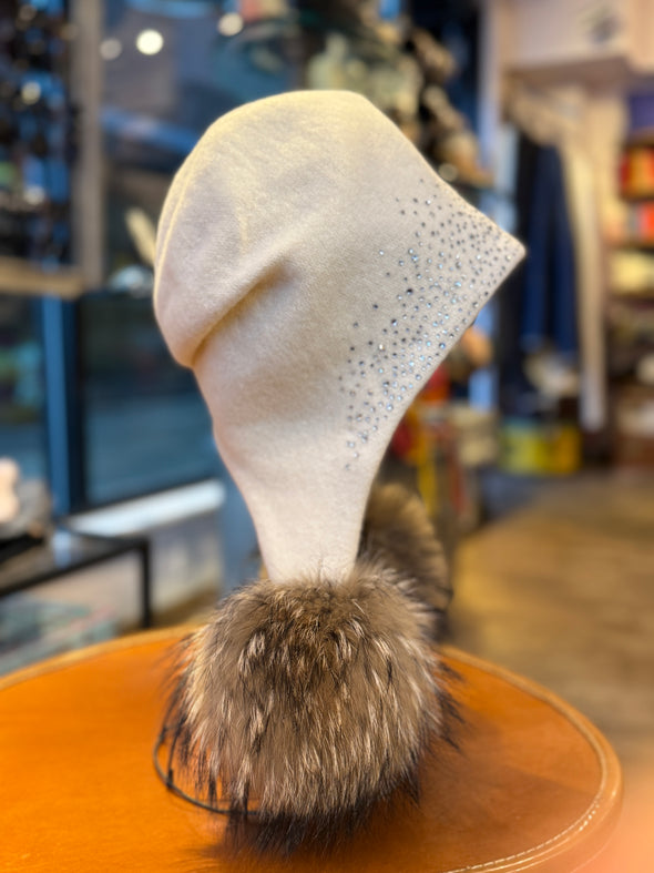 Czech made Unica pom hat with crystals