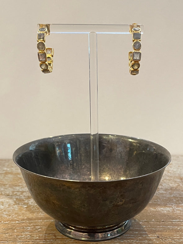 Ten stone hoop earrings