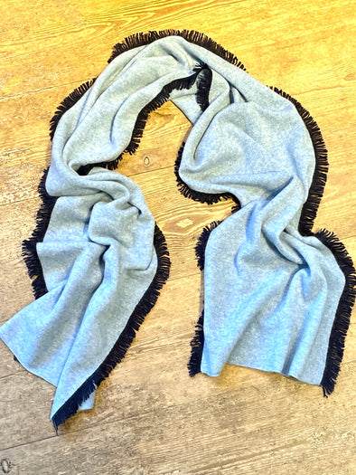Two toned fringed cashmere muffler