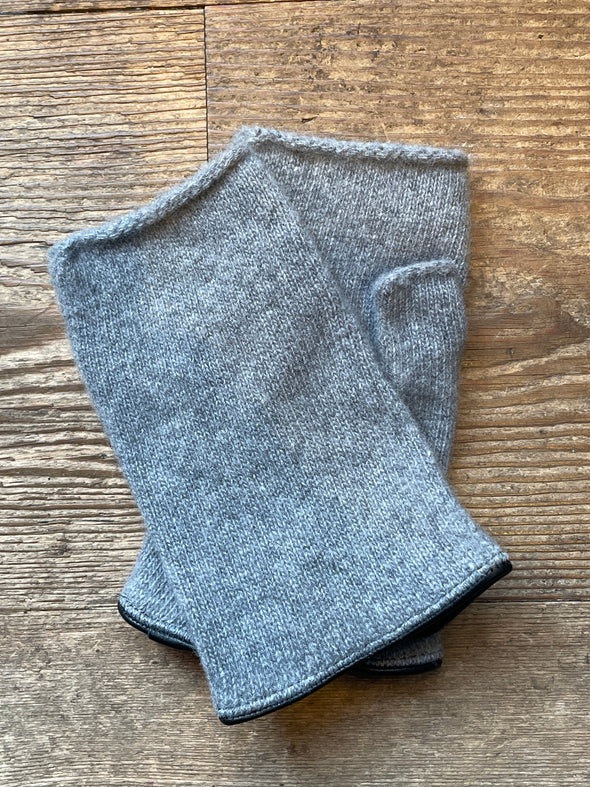 Spanish made leather trim fingerless gloves