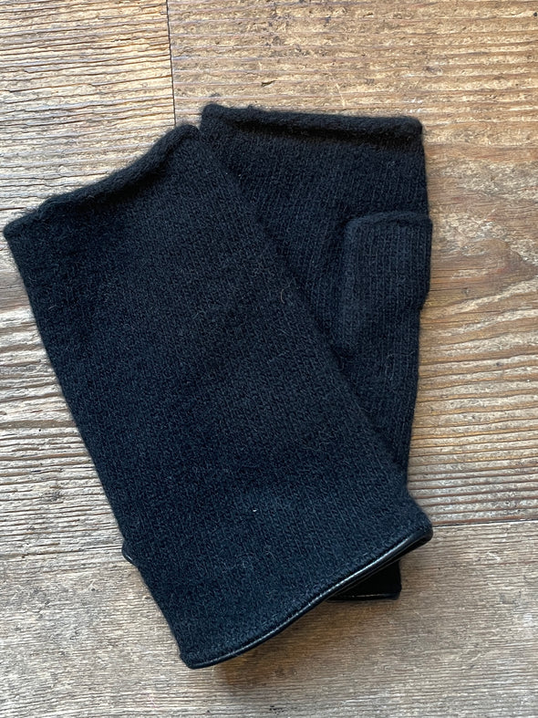 Spanish made leather trim fingerless gloves