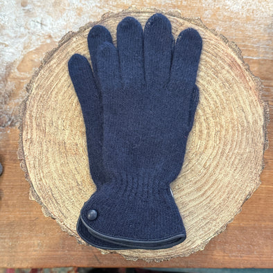 Spanish made cuffed wool gloves with button detailing