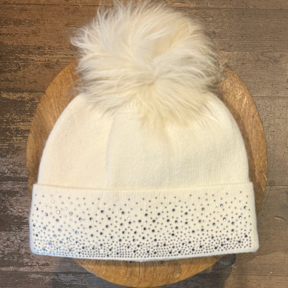 Sparkle hats with fur poms