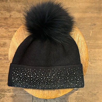 Sparkle hats with fur poms
