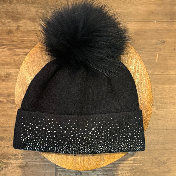 Sparkle hats with fur poms