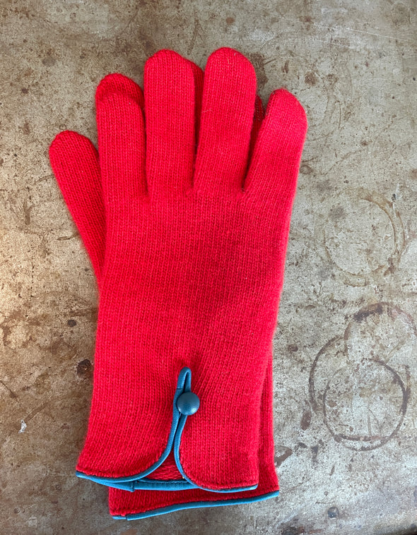 Spanish made cashmere blend gloves with button detail