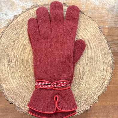 Spanish made wool angora gloves with wrap detail
