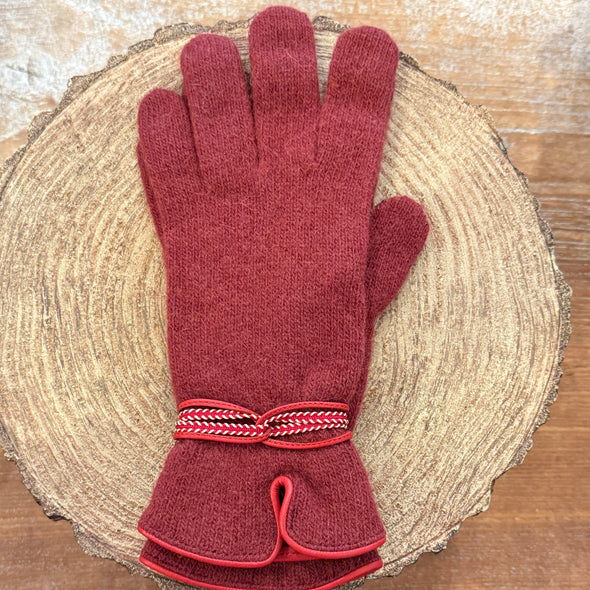 Spanish made wool angora gloves with wrap detail