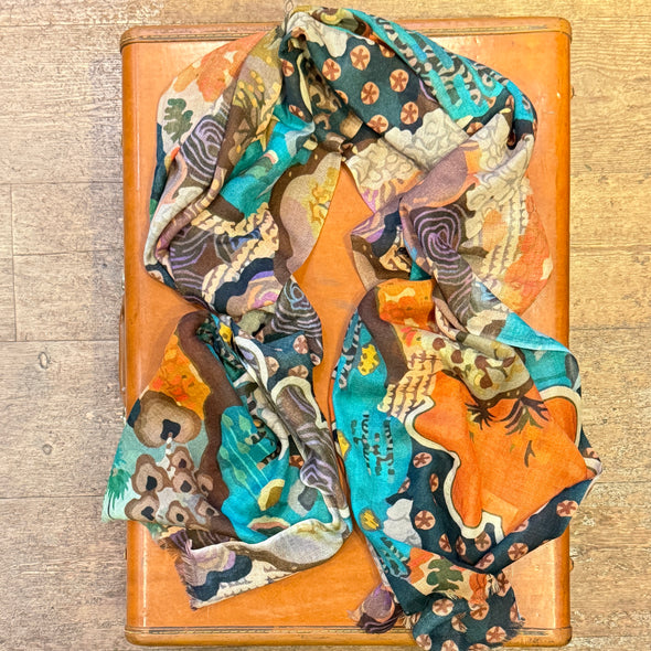 Patterned wool blend scarves