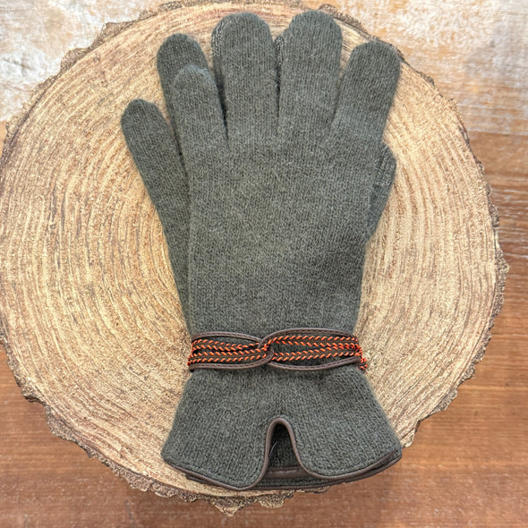Spanish made wool angora gloves with wrap detail