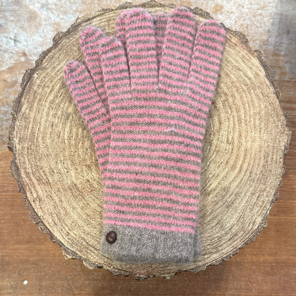 Spanish made wool and angora stripe gloves.