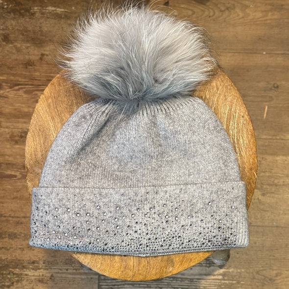 Sparkle hats with fur poms