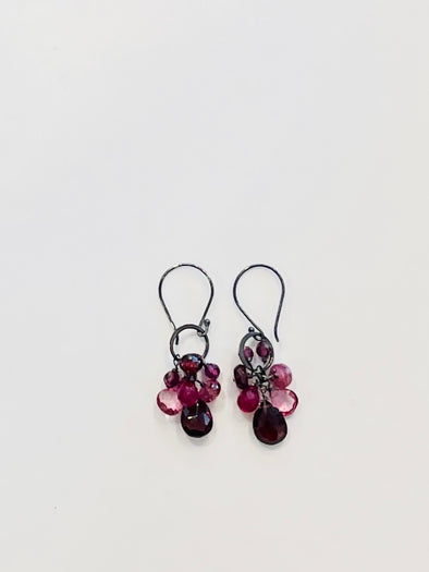 Semi precious drop cluster earrings