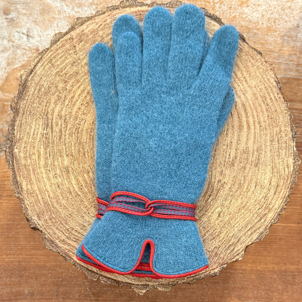 Spanish made wool angora gloves with wrap detail