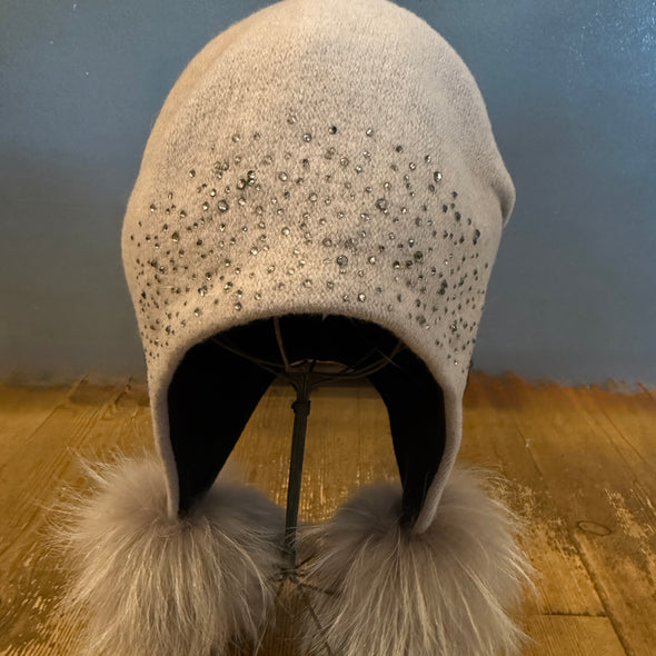 Czech made Unica pom hat with crystals