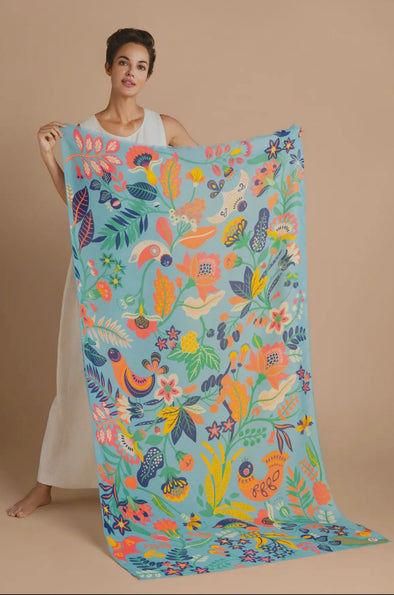 Powder floral and fauna scarves