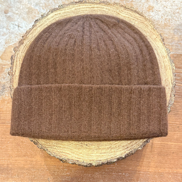 Spanish made cashmere blend turn cuff knit hat