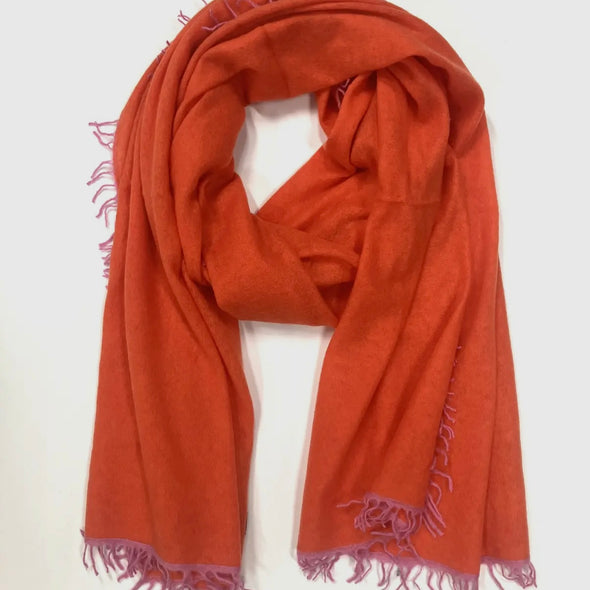 Fringed cashmere scarf