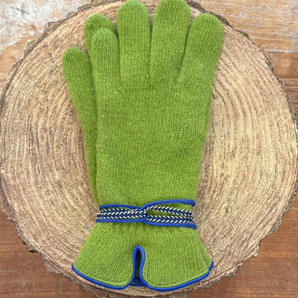 Spanish made wool angora gloves with wrap detail