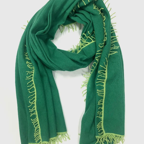 Fringed cashmere scarf