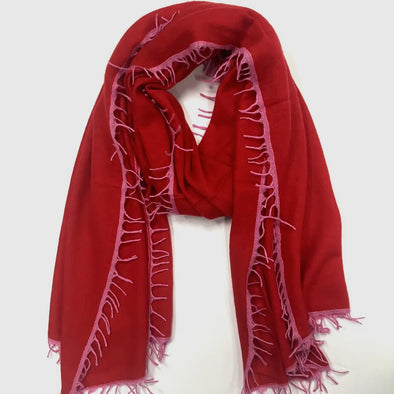 Fringed cashmere scarf