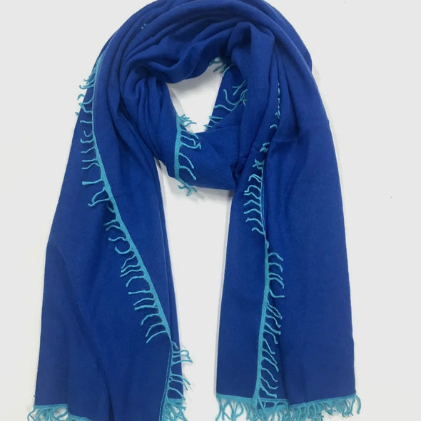Fringed cashmere scarf