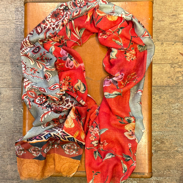 Patterned wool blend scarves