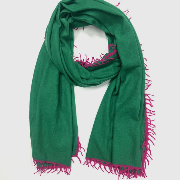 Fringed cashmere scarf