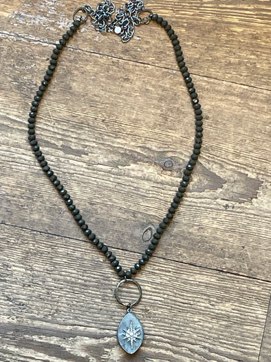 Pave stone necklace