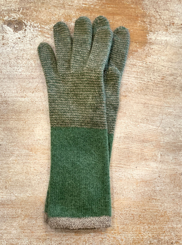 Spanish made long wool stripe gloves