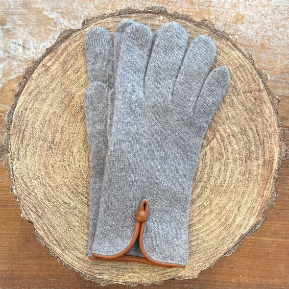 Spanish made cashmere blend gloves with button back detail