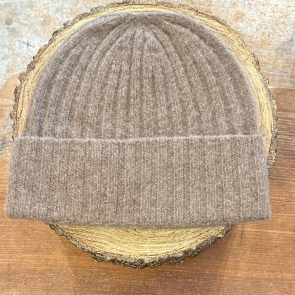 Spanish made cashmere blend turn cuff knit hat