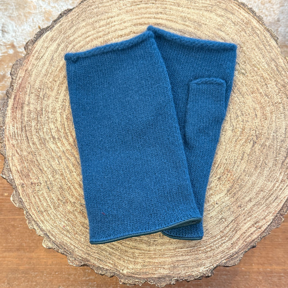 Spanish made leather trim fingerless gloves
