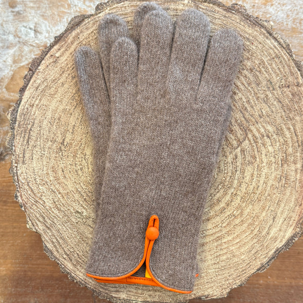 Spanish made cashmere blend gloves with button back detail
