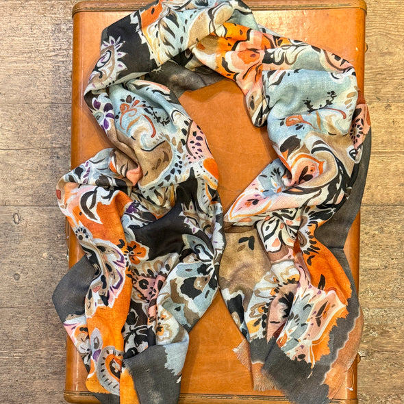 Patterned wool blend scarves
