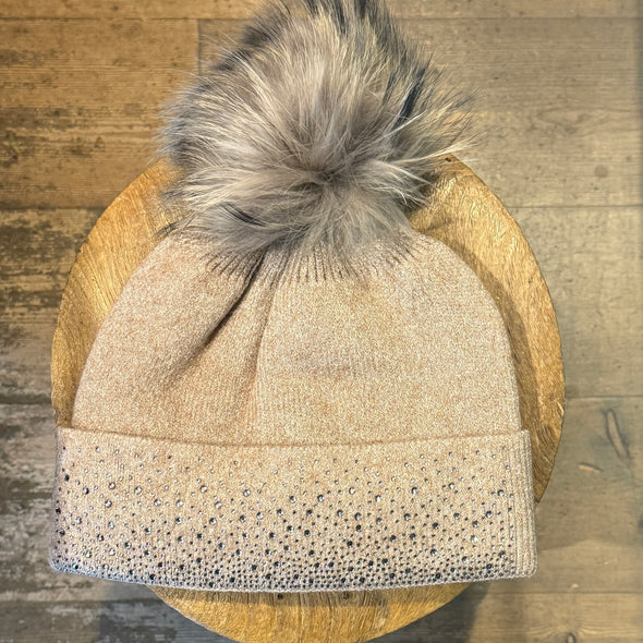 Sparkle hats with fur poms