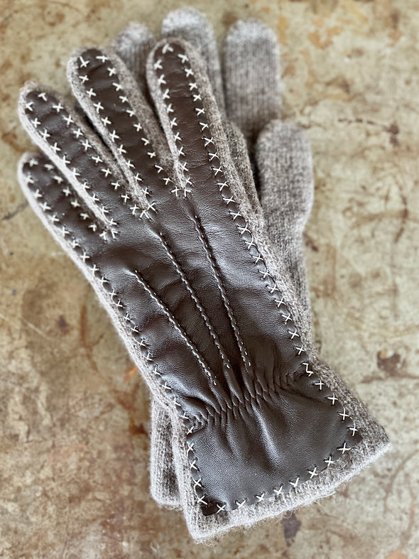 Spanish made wool and leather gloves
