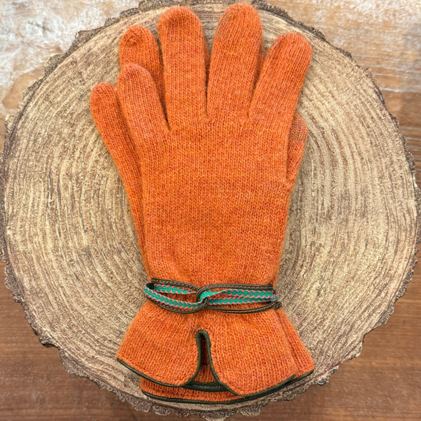 Spanish made wool angora gloves with wrap detail