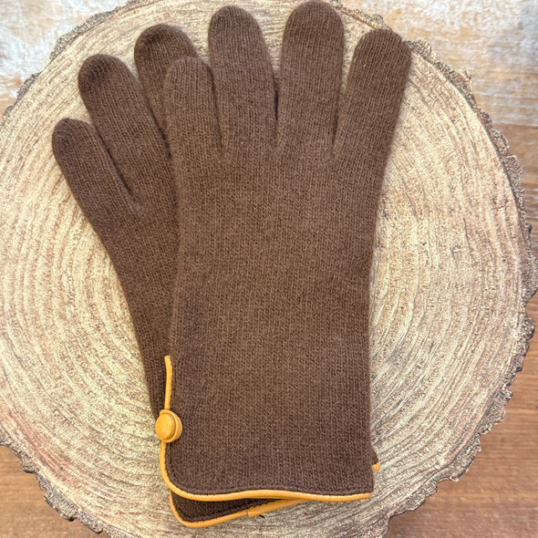Spanish made side button wool and cashmere gloves