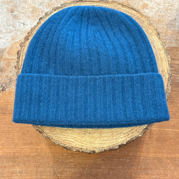 Spanish made cashmere blend turn cuff knit hat