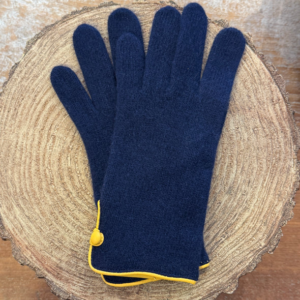 Spanish made side button wool and cashmere gloves