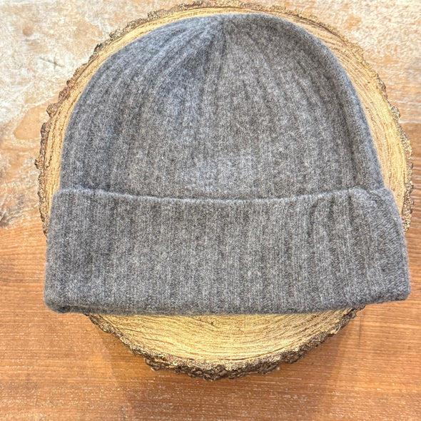 Spanish made cashmere blend turn cuff knit hat