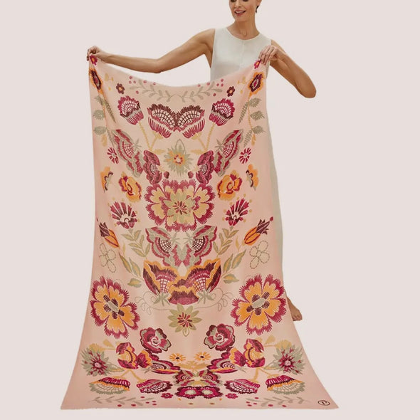 Powder floral and fauna scarves