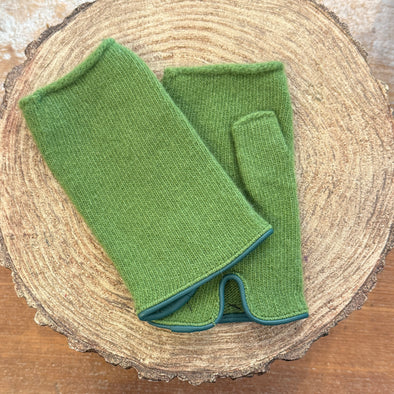 Spanish made leather trim fingerless gloves