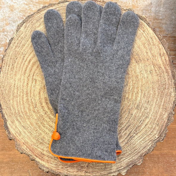 Spanish made side button wool and cashmere gloves