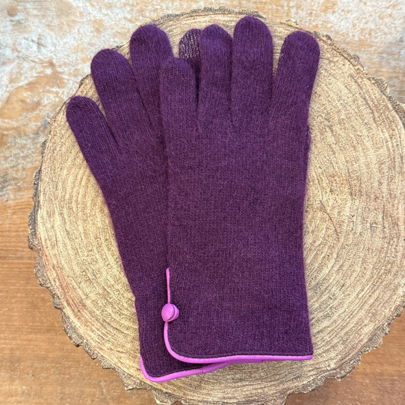 Spanish made side button wool and cashmere gloves