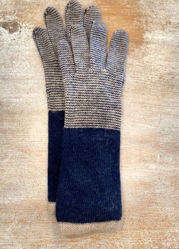 Spanish made long wool stripe gloves