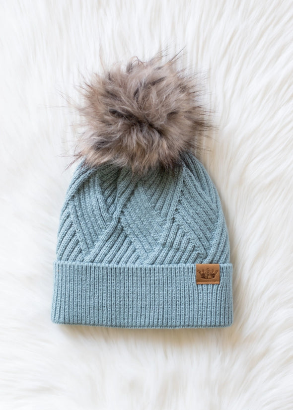 fleece lined knit pom hats